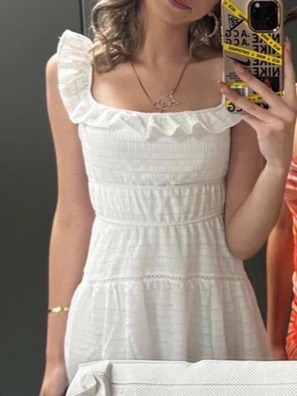 White Ruffled mini dress